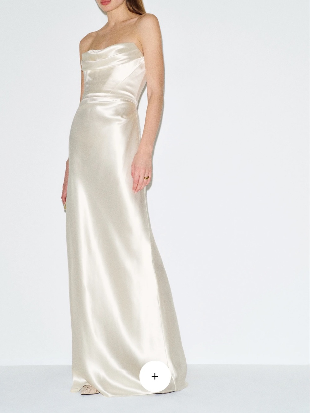 Strapless Satin Maxi Dress in Ivory